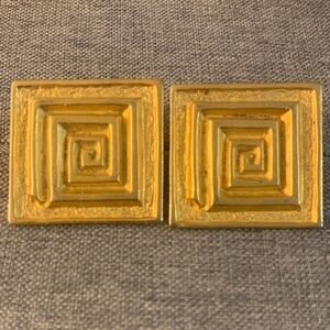 Gold Geometric Earrings and matching brooch